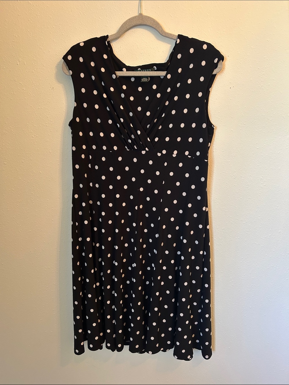 Ralph Lauren Black and White Polka Dot Sleeveless Dress